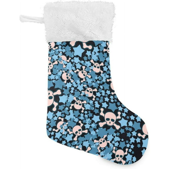 Coolnut 17.7 Inch Christmas Stockings, 1 PCS Skull Pentagram Presonalized Large Stocking Sock for Family Holiday Xmas Party Decorations