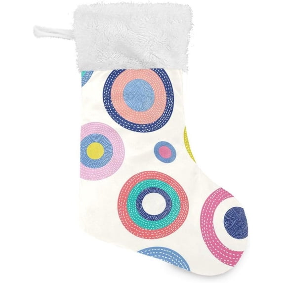 Coolnut 17.7 Inch Christmas Stockings, 1 PCS Summer Polka Dots Presonalized Large Stocking Sock for Family Holiday Xmas Party Decorations