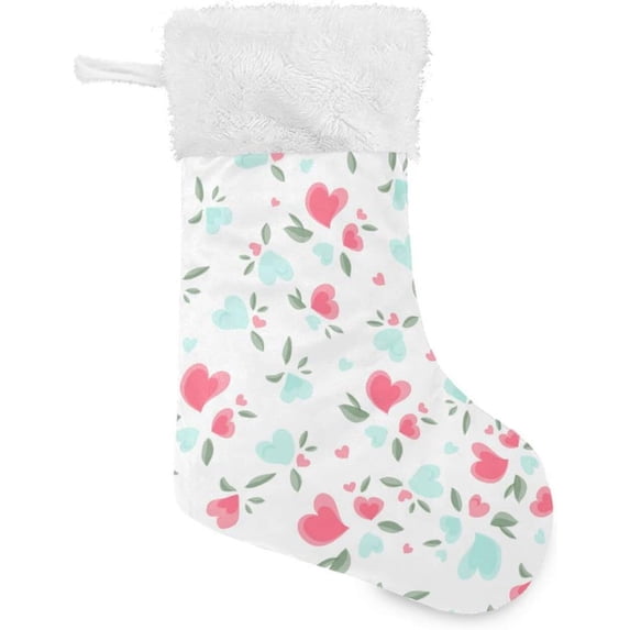 Coolnut 17.7 Inch Christmas Stockings, 2 PCS Beautiful Flowers Pattern Presonalized Large Stocking Sock for Family Holiday Xmas Party Decorations