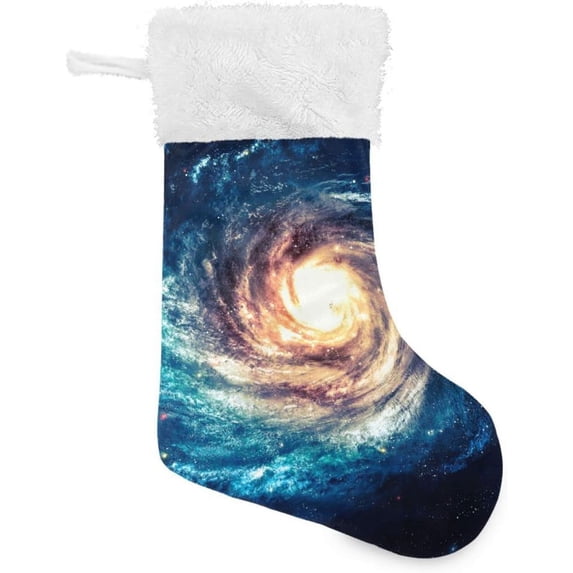 Coolnut 17.7 Inch Christmas Stockings, 2 PCS Blue Galaxy Presonalized Large Stocking Sock for Family Holiday Xmas Party Decorations
