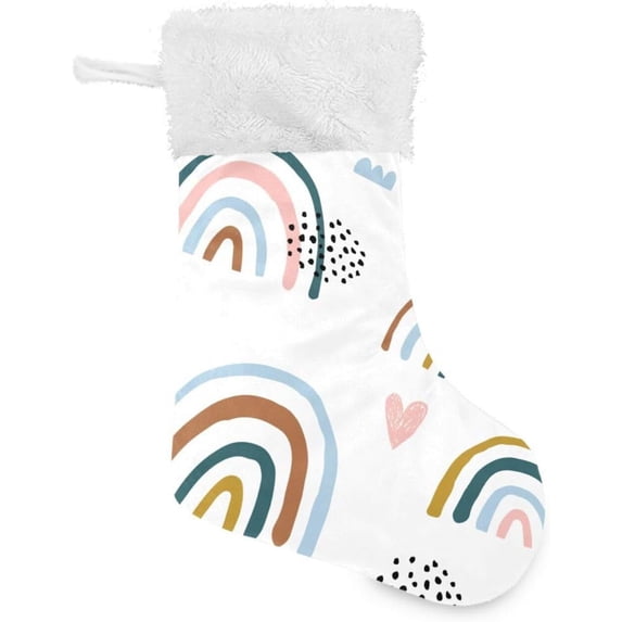 Coolnut 17.7 Inch Christmas Stockings, 2 PCS Cartoon Rainbow Presonalized Large Stocking Sock for Family Holiday Xmas Party Decorations