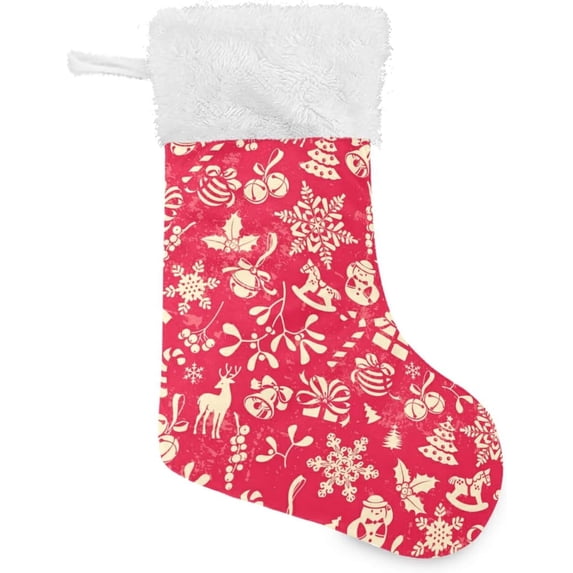 Coolnut 17.7 Inch Christmas Stockings, 2 PCS Christmas Pattern Presonalized Large Stocking Sock for Family Holiday Xmas Party Decorations