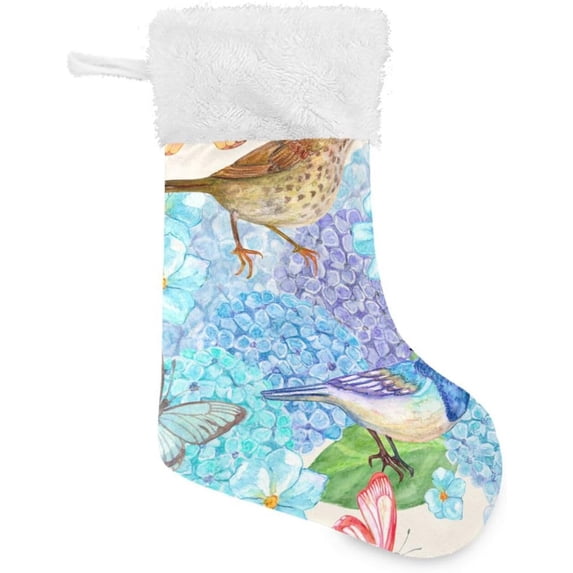 Coolnut 17.7 Inch Christmas Stockings, 2 PCS Colorful Birds Presonalized Large Stocking Sock for Family Holiday Xmas Party Decorations