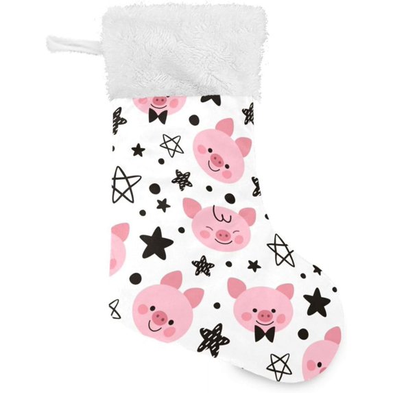 Coolnut 17.7 Inch Christmas Stockings, 2 PCS Stars and Piglets Presonalized Large Stocking Sock for Family Holiday Xmas Party Decorations
