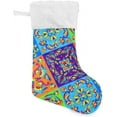 thumbnail image 1 of Coolnut 17.7 Inch Christmas Stockings, Mexican Talavera Ceramic Tile Pattern Presonalized Large Stocking Sock for Family Holiday Xmas Party Decorations 1PC, 1 of 7