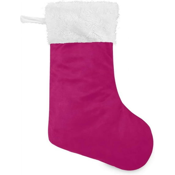 Coolnut 17.7 Inch Christmas Stockings, Plain Violet Red Solid Color Presonalized Large Stocking Sock for Family Holiday Xmas Party Decorations 1PC