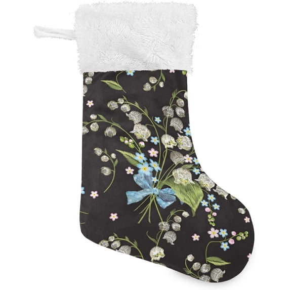 Coolnut 1PCS Christmas Stocking Colorful Flowers Xmas Stockings Decoration for Family Holiday Party Ornaments Decor Fireplace, 17.7 x 12 Inch