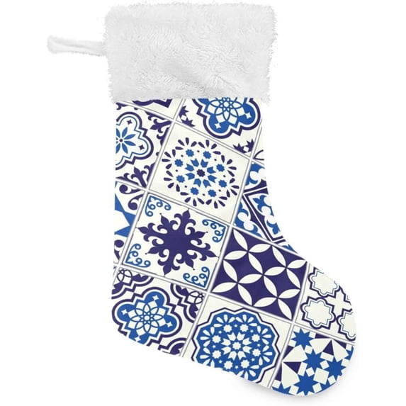Coolnut 1PCS Lisbon Flowers Christmas Stockings, Family Holiday Party Personalized Gift, Christmas Decorations Mantel Decor, 17.71"x12.20"