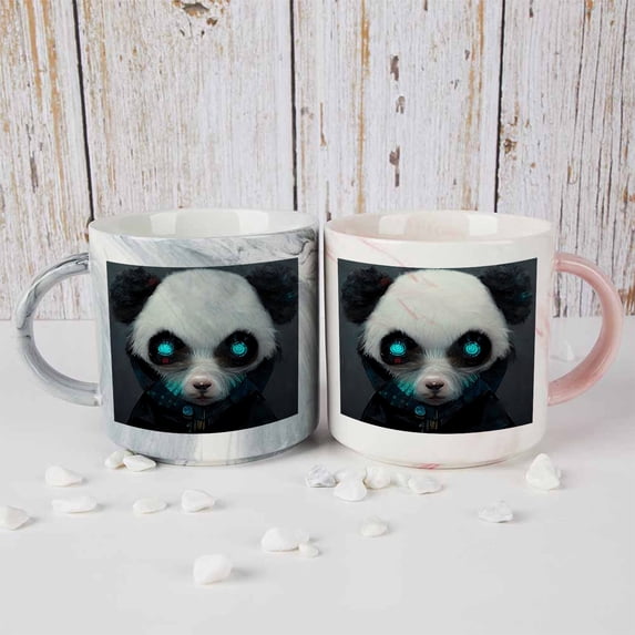 Coolnut 2 PCS 400ML Ceramic Coffee Mugs for Men Women, Panda with a hacker theme Great Cup for Cocoa, Tea, Office, Home, Engagement Gifts