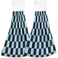 thumbnail image 1 of Coolnut 2 PCS Blue and Black Checkerboard Checkered Gingham Plaid Tartan Pattern Hanging Hand Towels with Hanging Loop, Bathroom Hand Towels Soft Thick Dish Cloth for Kitchen Bath, 12"x17", 1 of 5