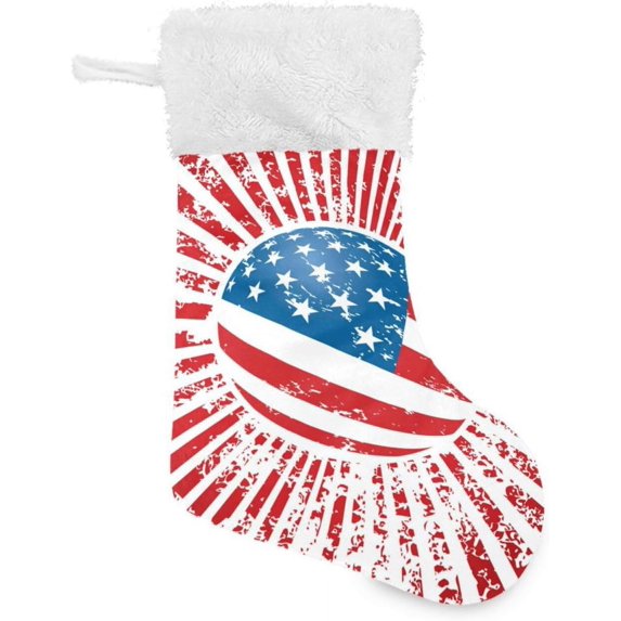 Coolnut 2 PCS Christmas Stocking American Flag Big Warm 17.7 x 12 Inch Hanging Xmas Stockings Decoration for Family Holiday Party Ornaments Decor Fireplace