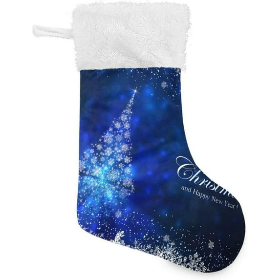 Coolnut 2 PCS Christmas Stocking Christmas Snowflake Big Warm 17.7 x 12 Inch Hanging Xmas Stockings Decoration for Family Holiday Party Ornaments Decor Fireplace