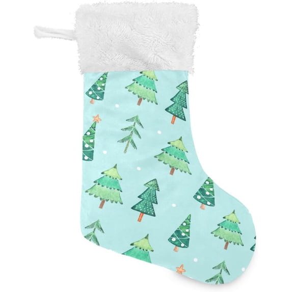 Coolnut 2 PCS Christmas Stocking Winter Green Christmas Tree Big Warm 17.7 x 12 Inch Hanging Xmas Stockings Decoration for Family Holiday Party Ornaments Decor Fireplace