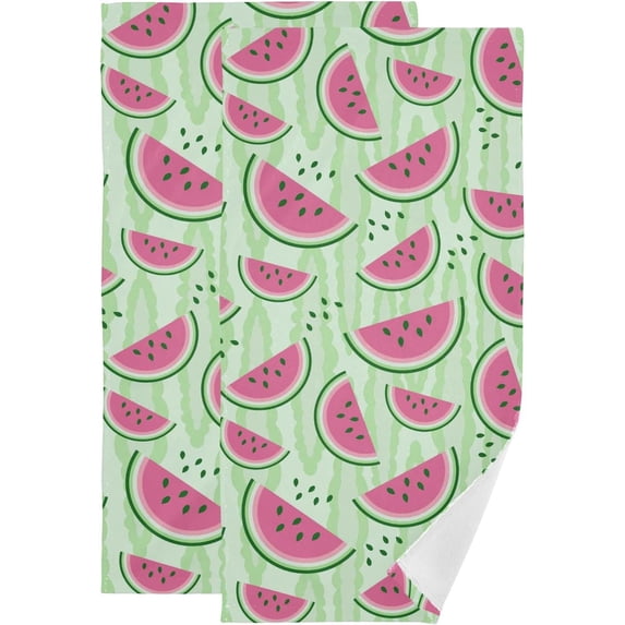 Coolnut 2 PCS Cotton Hand Towels 28.3 x 14.4 Inches Ultra Soft and Absorbent Towels for Face, Kitchen, Bath, Hotel, Gym, Watermelon