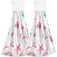 thumbnail image 1 of Coolnut 2 PCS 2 PCS Microfiber Hand Towels, Flamingo Sea Star Soft Absorbent Kitchen Hand Towels with Loop, Quick Dry Multi-Function Microfiber Cleaning Cloths Bath Hand Towels, 12"x17", 1 of 5