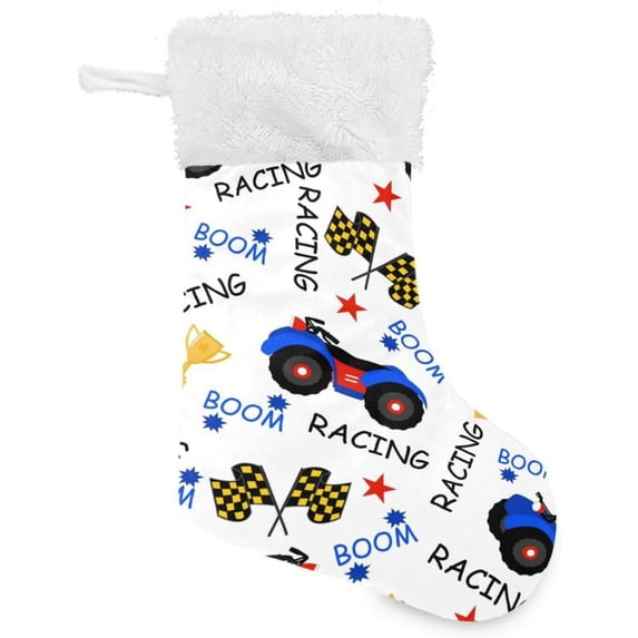 Coolnut 2 PSC Christmas Stockings Cartoon Car Motor Monster, 17.7" Xmas Fireplace Santa Socks Christmas Tree Hanging Stockings Decoration for Christmas Holiday Xmas Gift