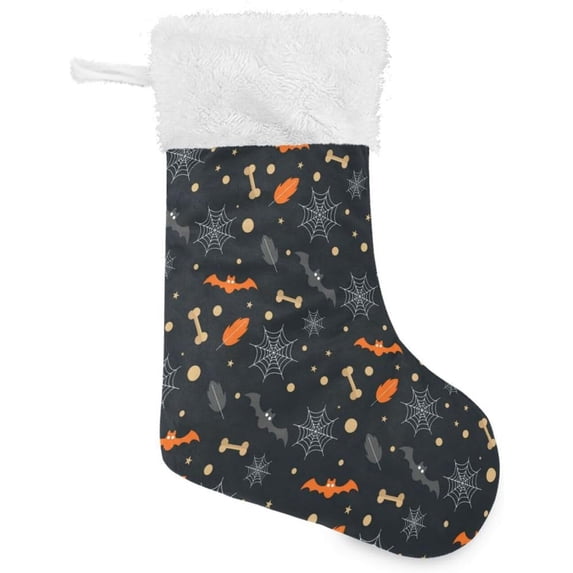 Coolnut 2 PSC Christmas Stockings Halloween Bats and Bones, 17.7" Xmas Fireplace Santa Socks Christmas Tree Hanging Stockings Decoration for Christmas Holiday Xmas Gift