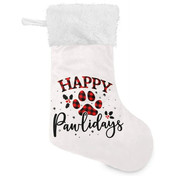 Coolnut 2 PSC Christmas Stockings Paw Print Dog Or Cat Paw Prints, 17.7" Xmas Fireplace Santa Socks Christmas Tree Hanging Stockings Decoration for Christmas Holiday Xmas Gift