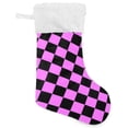 thumbnail image 1 of Coolnut 2 Pack Christmas Stockings 17.7 Inches Color Squares Checkerboard Pink Black Large Size Xmas Cable Stocking Gifts & Decorations for Family Holiday Xmas Party, 1 of 6