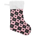 thumbnail image 1 of Coolnut 2 Pack Christmas Stockings 17.7 Inches Cute Heart Flower Black Pink Check Large Size Xmas Cable Stocking Gifts & Decorations for Family Holiday Xmas Party, 1 of 6