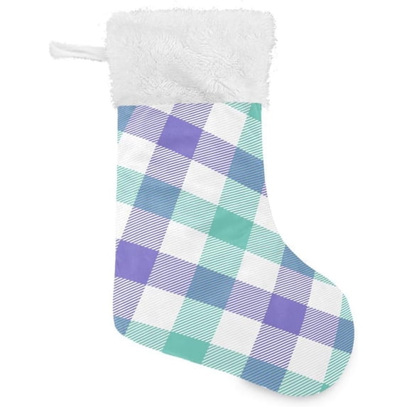 Coolnut 2 Pack Christmas Stockings 17.7 Inches Tartan Plaid Checkered Large Size Xmas Cable Stocking Gifts & Decorations for Family Holiday Xmas Party