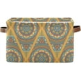 thumbnail image 1 of Coolnut 2 Pack Fabric Storage Basket Mandala Brown Yellow Closet Storage Bins with Handles Foldable Baskets for Shelves Toy Organizer Home Office Decor Gifts, 1 of 7