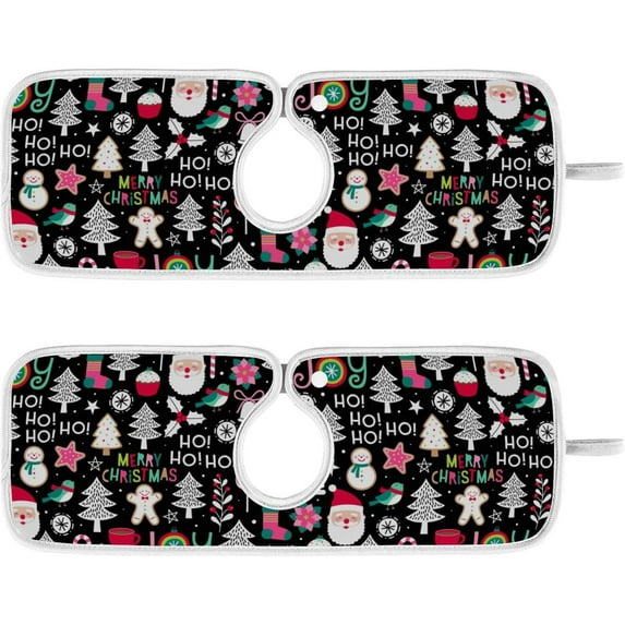 Coolnut 2 Pack Faucet Dry Mat for Kitchen Sink, Christmas Tree Snowman Stars 14x5 Inch Faucet Drying Mat Absorbent Mat Fast Dry Mat for Kitchen, Bathroom