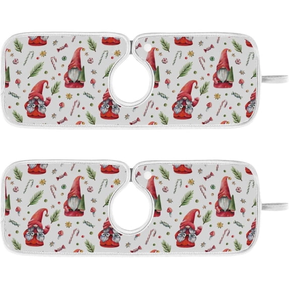 Coolnut 2 Pack Faucet Dry Mat for Kitchen Sink, Christmas Gnomes 14x5 Inch Faucet Drying Mat Absorbent Mat Fast Dry Mat for Kitchen, Bathroom