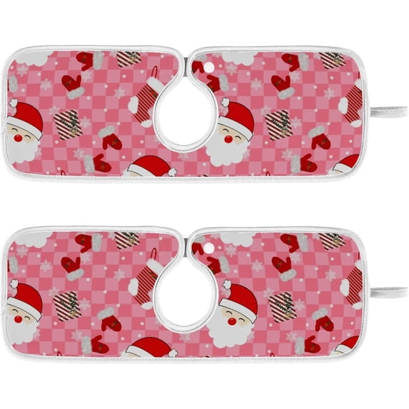 Coolnut 2 Pack Faucet Dry Mat for Kitchen Sink, Christmas Santa Claus 14x5 Inch Faucet Drying Mat Absorbent Mat Fast Dry Mat for Kitchen, Bathroom