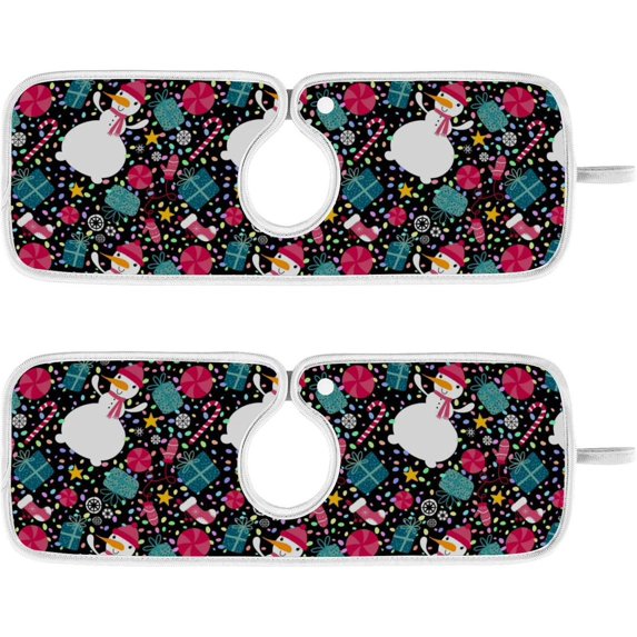 Coolnut 2 Pack Faucet Dry Mat for Kitchen Sink,Christmas Snowman 30x5 Inch Faucet Drying Mat Absorbent Mat Fast Dry Mat for Kitchen, Bathroom