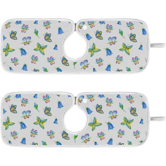 Coolnut 2 Pack Faucet Mat Splash Guard for Kitchen Sink,Butterflies and Birds 30x5 Inch Super Absorbent Microfiber Sink Protector Mat, Kitchen Sink Mat Machine Washable Kitchen Sink Accessories