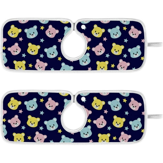 Coolnut 2 Pack Faucet Mat Splash Guard for Kitchen Sink,Cute Cartoon Bear 30x5 Inch Super Absorbent Microfiber Sink Protector Mat, Kitchen Sink Mat Machine Washable Kitchen Sink Accessories