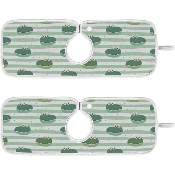 Coolnut 2 Pack Faucet Mat Splash Guard for Kitchen Sink,Cute Crocodile Cartoon Wild 30x5 Inch Super Absorbent Microfiber Sink Protector Mat, Kitchen Sink Mat Machine Washable Kitchen Sink Accessories