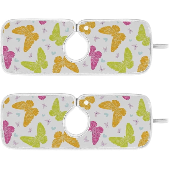 Coolnut 2 Pack Faucet Mat Splash Guard for Kitchen Sink,Floral Butterflies 30x5 Inch Super Absorbent Microfiber Sink Protector Mat, Kitchen Sink Mat Machine Washable Kitchen Sink Accessories
