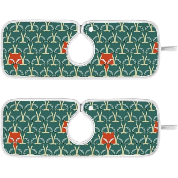 Coolnut 2 Pack Faucet Mat Splash Guard for Kitchen Sink,Fox and Wolf 30x5 Inch Super Absorbent Microfiber Sink Protector Mat, Kitchen Sink Mat Machine Washable Kitchen Sink Accessories