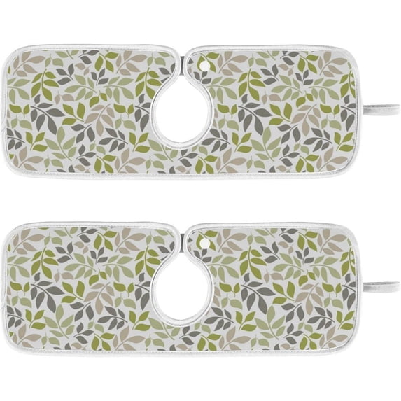 Coolnut 2 Pack Faucet Mat Splash Guard for Kitchen Sink,Geometric Leaves 30x5 Inch Super Absorbent Microfiber Sink Protector Mat, Kitchen Sink Mat Machine Washable Kitchen Sink Accessories