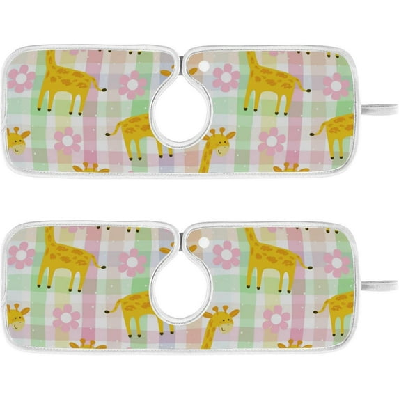 Coolnut 2 Pack Faucet Mat Splash Guard for Kitchen Sink,Giraffe Pink Floral 30x5 Inch Super Absorbent Microfiber Sink Protector Mat, Kitchen Sink Mat Machine Washable Kitchen Sink Accessories