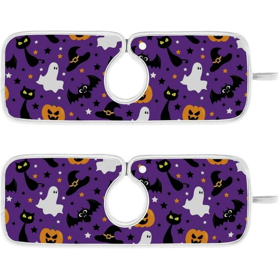 Coolnut 2 Pack Faucet Mat Splash Guard for Kitchen Sink,Halloween Ghost Bat 30x5 Inch Super Absorbent Microfiber Sink Protector Mat, Kitchen Sink Mat Machine Washable Kitchen Sink Accessories