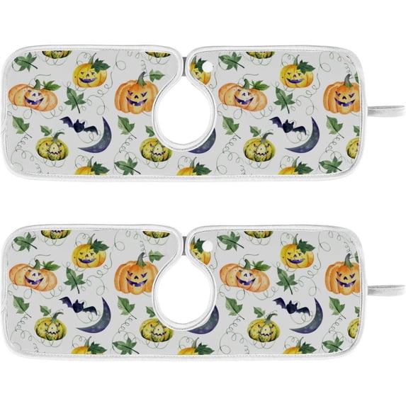 Coolnut 2 Pack Faucet Mat Splash Guard for Kitchen Sink, Halloween Pumpkins (3) 14x5 Inch Super Absorbent Microfiber Sink Protector Mat, Kitchen Sink Mat Machine Washable Kitchen Sink Accessories
