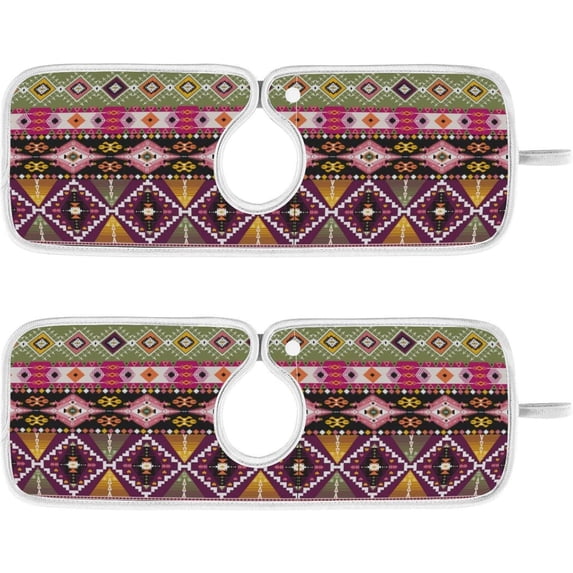 Coolnut 2 Pack Faucet Mat Splash Guard for Kitchen Sink, Native American Style 14x5 Inch Super Absorbent Microfiber Sink Protector Mat, Kitchen Sink Mat Machine Washable Kitchen Sink Accessories