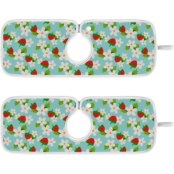 Coolnut 2 Pack Faucet Mat Splash Guard for Kitchen Sink,Strawberry with Flowers 30x5 Inch Super Absorbent Microfiber Sink Protector Mat, Kitchen Sink Mat Machine Washable Kitchen Sink Accessories