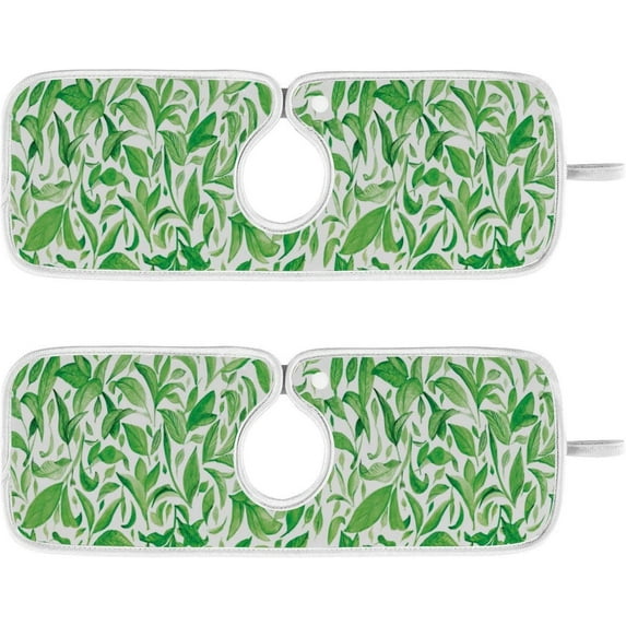 Coolnut 2 Pack Faucet Mat Splash Guard for Kitchen Sink, Tea Pattern 14x5 Inch Super Absorbent Microfiber Sink Protector Mat, Kitchen Sink Mat Machine Washable Kitchen Sink Accessories