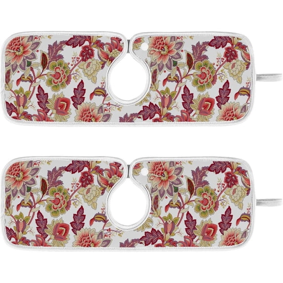 Coolnut 2 Pack Faucet Mat Splash Guard for Kitchen Sink,Traditional Indian Motif 30x5 Inch Super Absorbent Microfiber Sink Protector Mat, Kitchen Sink Mat Machine Washable Kitchen Sink Accessories