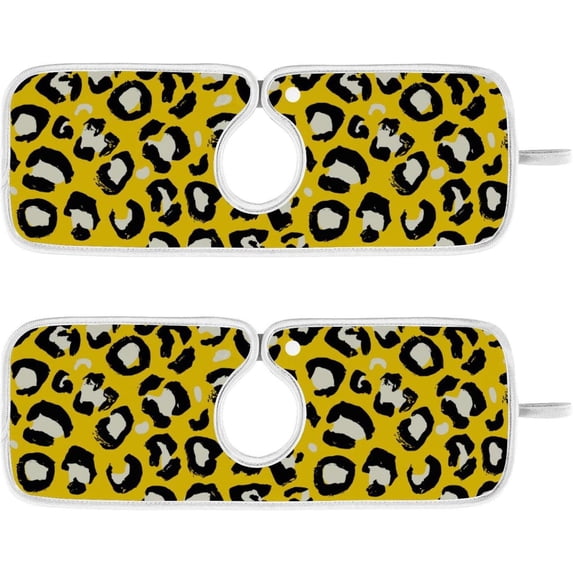 Coolnut 2 Pack Faucet Mat Splash Guard for Kitchen Sink,Yellow Leopard 30x5 Inch Super Absorbent Microfiber Sink Protector Mat, Kitchen Sink Mat Machine Washable Kitchen Sink Accessories