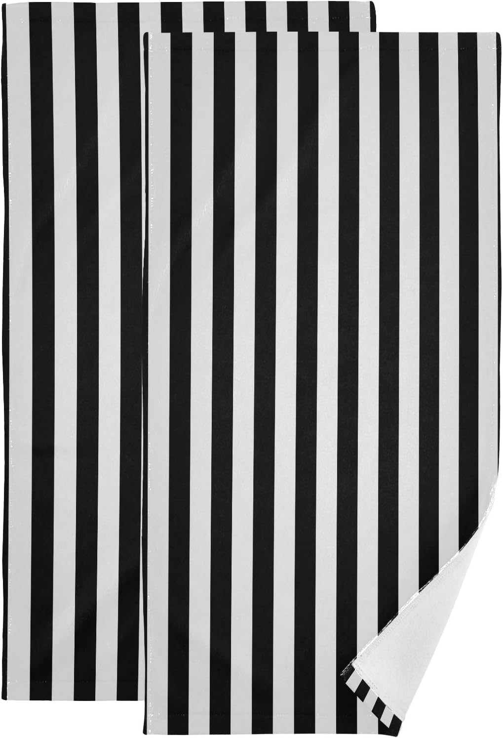 Coolnut 2 Pieces Black and White Buffalo Plaid Bath Towels Set