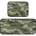 thumbnail image 1 of Coolnut 2 Pieces Kitchen Rug Non-Skid Backing Mat for Doorway Kitchen Bathroom Runner Rug Set, Green Camouflage Texture Design (19.7"x47.2"+19.7"x27.6") Home Decor, 1 of 7