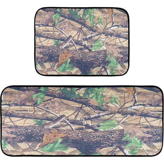 Coolnut 2 Pieces Military Texture Camo Kitchen Rugs and Mats Set Absorbency Soft Microfiber Bath Mat Non-Slip Kitchen Mat Doormat Runner Set, 19.7"x47.2"+19.7"x27.6" Home Decorations