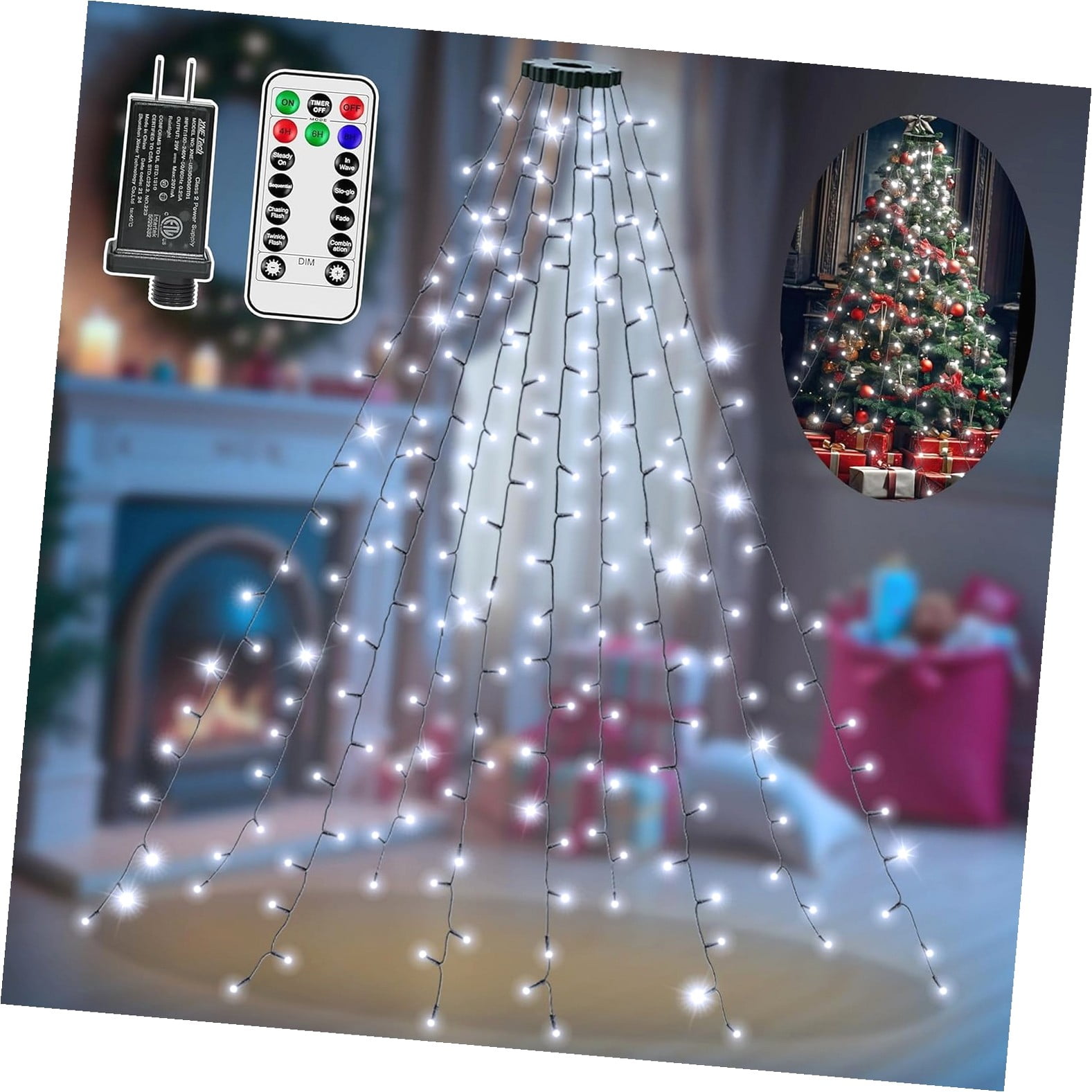 Coolnut 200 LEDs Christmas Tree Lights with Timer, 6.56ft*10 Strings ...