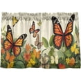 thumbnail image 1 of Coolnut 24 Inch Length Kitchen Curtains Flowers Butterflies 2 Panels Half Window Sheer Curtains Rod Pocket Farmhouse Short Drapes for Bathroom Cafe Basement Home Decor, 1 of 7