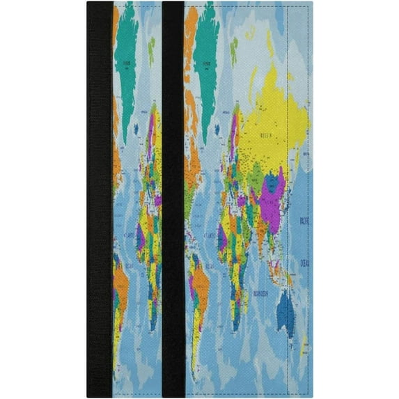 Coolnut 2PCS Refrigerator Door Handle Covers, 14"x 5.5"Colorful World Map Handle Covers for Fridge and Microwave Oven,Keep Your Kitchen Appliance Clean from Smudges, Drips, Oil